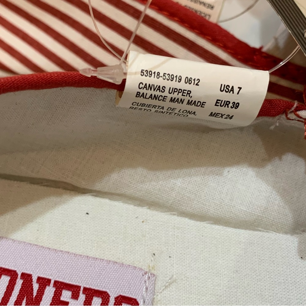 Oklahoma University Sooners College Red White Striped Sneakers Size 7 - Picture 7 of 8